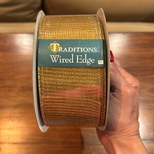 NEW Sealed Traditions Wired Metallic Gold Shimmery 50 yards 2 1/2” Wide NIP